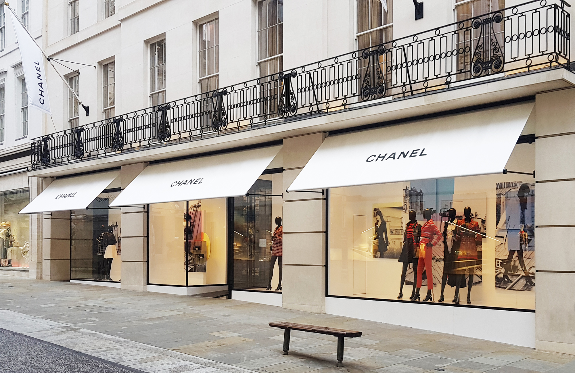 Greenwich awnings at Chanel flagship boutique, New Bond Street