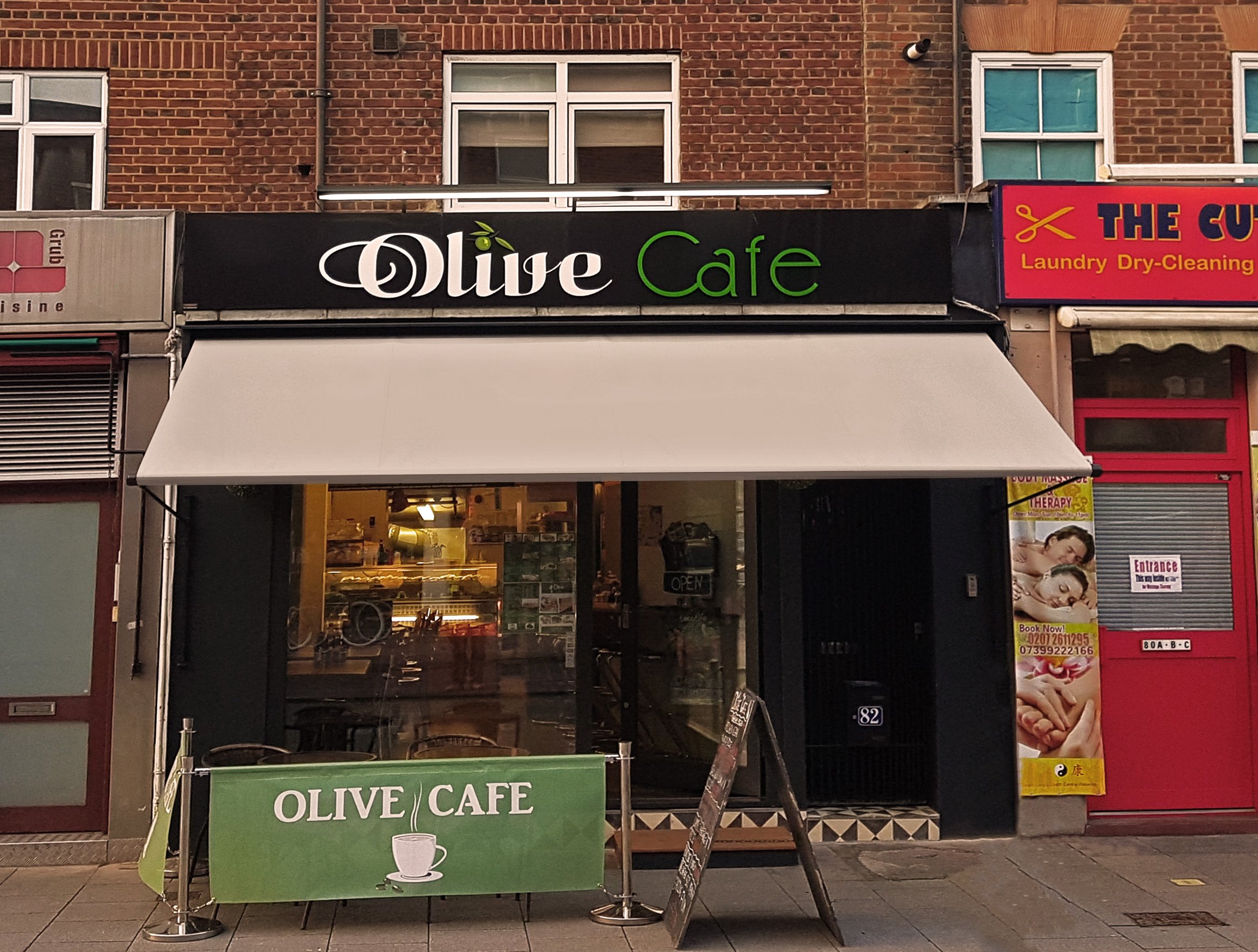 Olive cafe awning