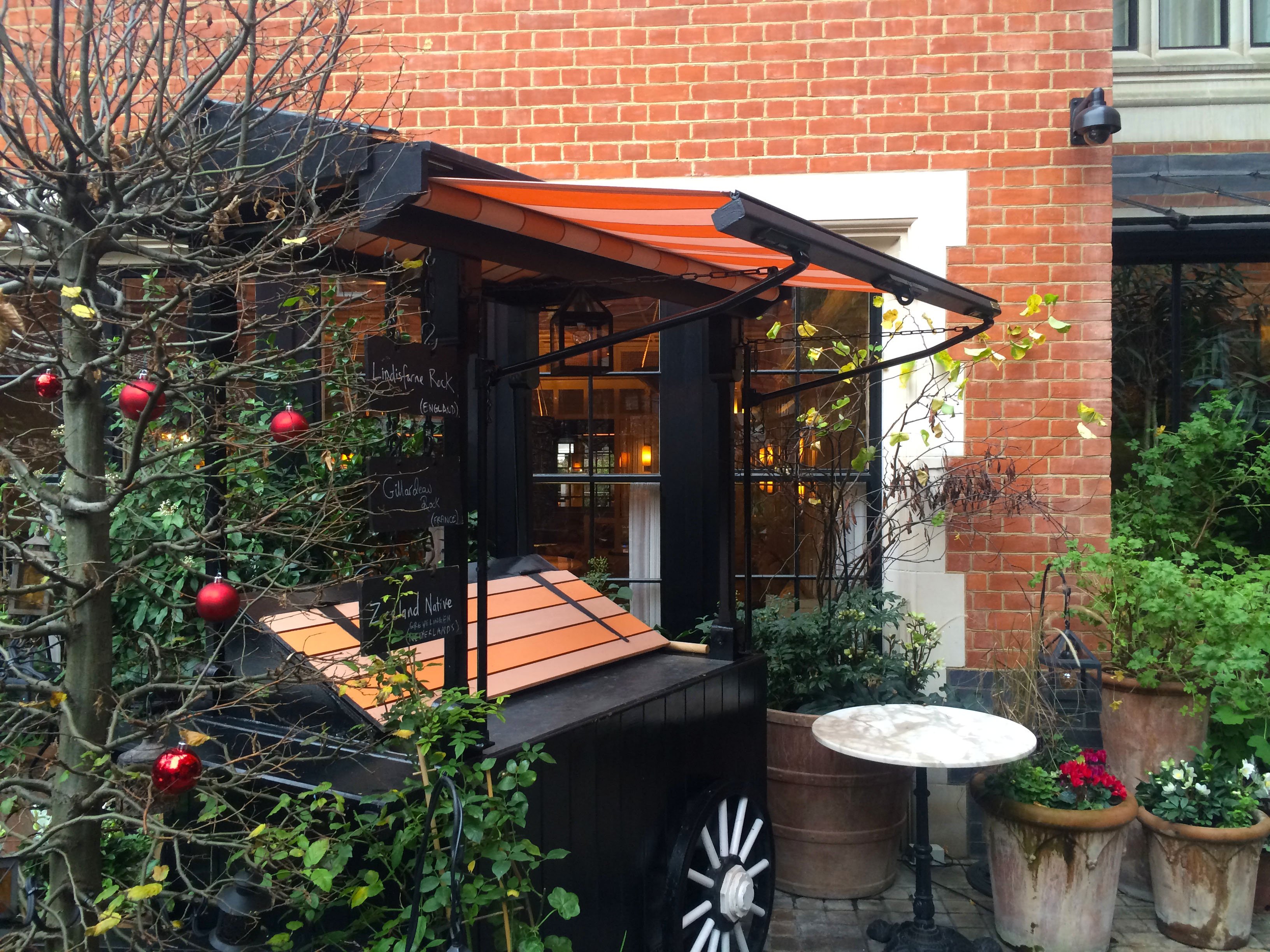 Traditional awning on Oyster cart