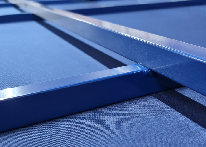 Aluminium powder coated frame in blue