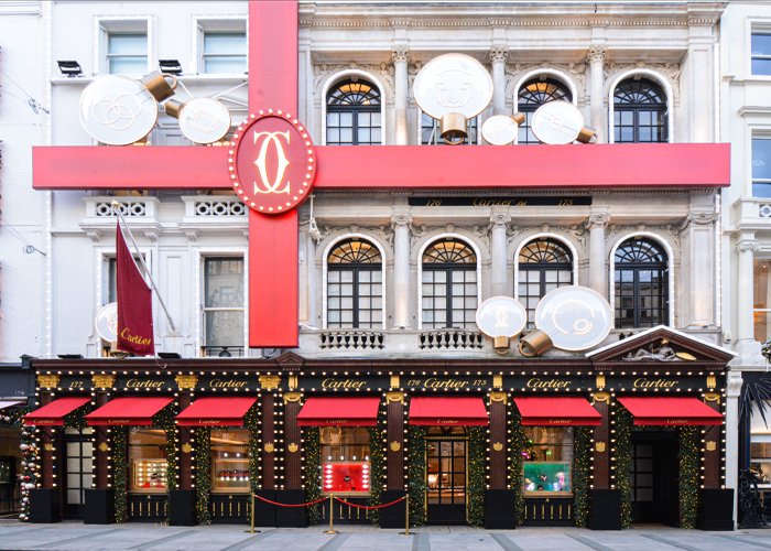 Red Christmas Awnings for Cartier