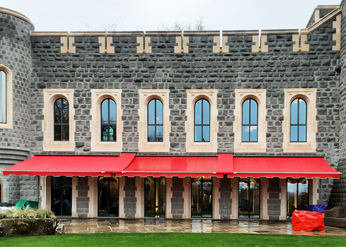 Residential Traditional Awnings in red fabric