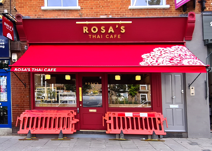 Victorian Awning in Red Fabric for Rosa's Thai Cafe