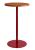Round Bar Table - metal stand powder-coated in crimson with natural hardwood top