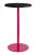 Round Bar Table - metal stand powder-coated in hot pink with charcoal hardwood top