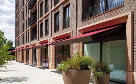 SQ2 Folding-Arm awnings at Fenman House, King's Cross